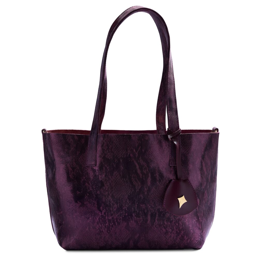Diamond Shopper Burgundy Dots Bag JG02