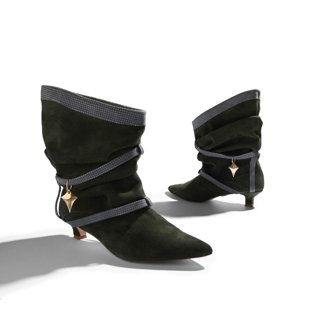 BOMBI GREEN OLIVE & SILVER DOTS JG02